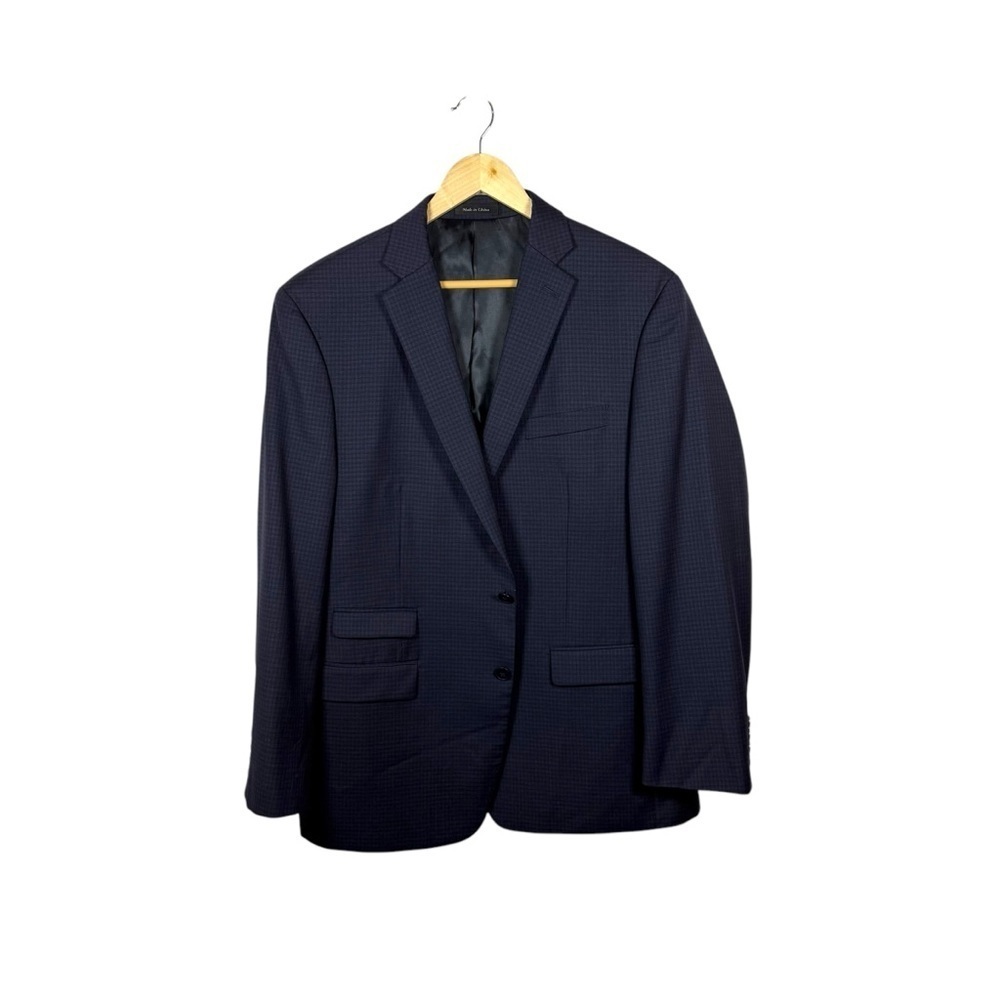 Calvin Klein Men’s 100% Wool Blazer in Navy Check Size 44R